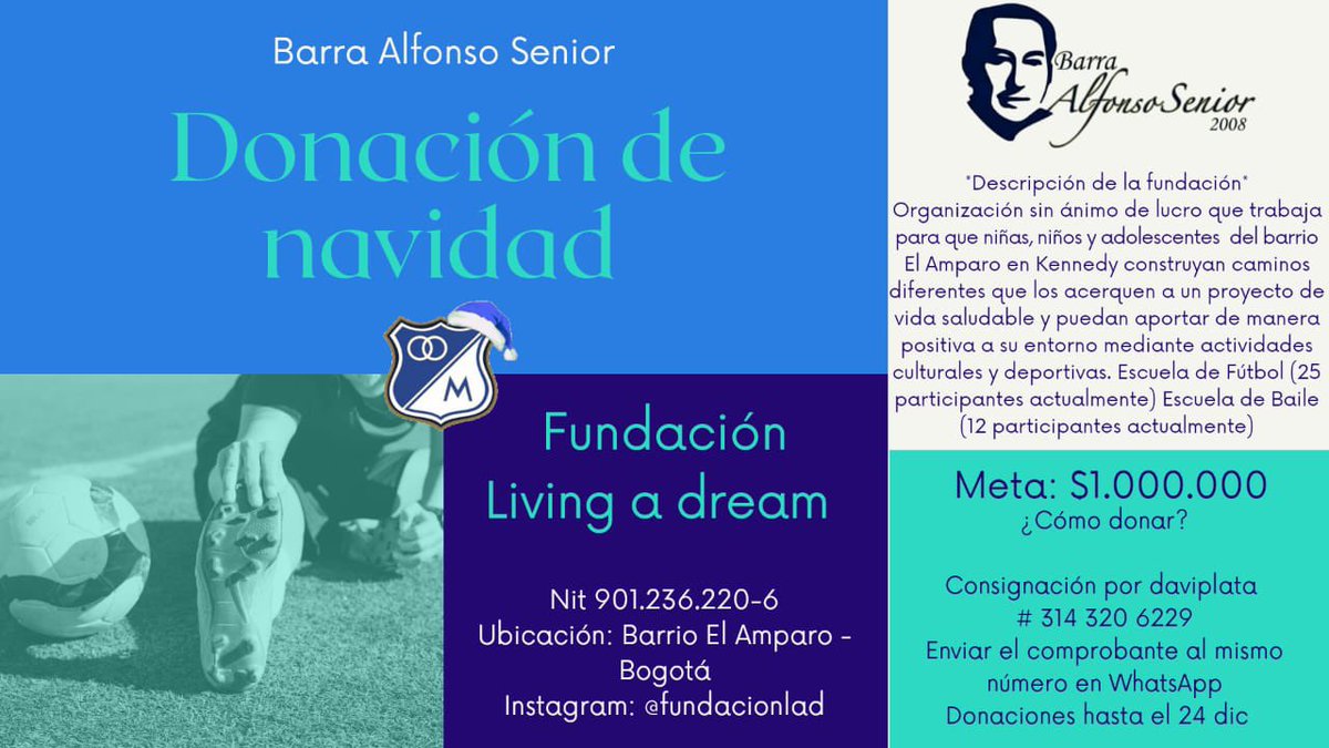 B_AlfonsoSenior's tweet photo. Los invitamos a acompañarnos en este reto, para que juntos ayudemos a construir vida saludable para niñas, niños y adolescentes del barrio el Amparo - Kennedy #JuntosSomosMasFuertes https://t.co/jOxvf28EAH