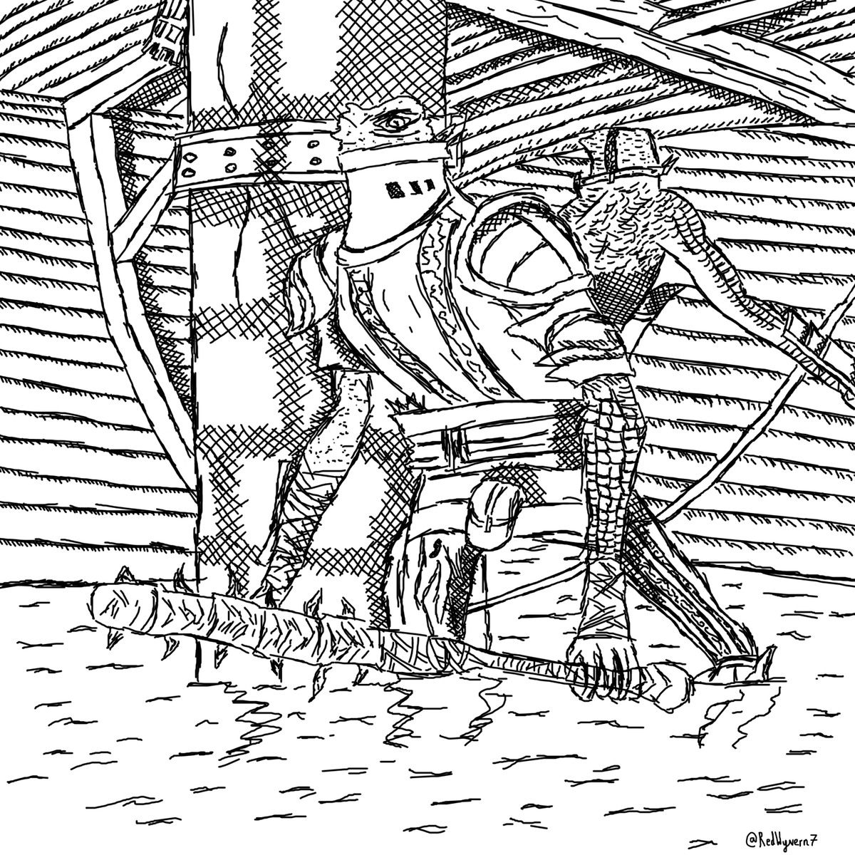 RedWyvern7's tweet photo. Drew the Flexile Sentry from Dark Souls 2 (I know the perspectives wack, but I'm still learning digital art) https://t.co/3ULKyD6Cn1