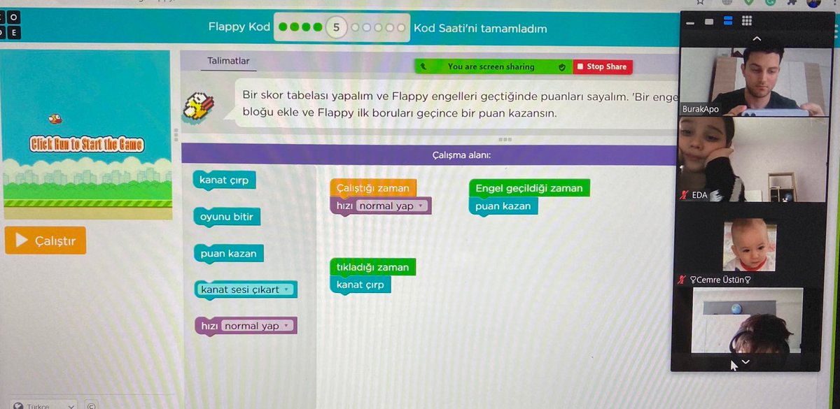 Bahcesehir22's tweet image. İlkokul öğrencilerimiz, Flappy Kod ile önce kendi oyunlarını tasarladılar sonra yarıştılar. 💻 
#BahçeşehirKolejiKodluyor
#HourOfCode2020
#BKhourofcode 
#CodeWeek2020