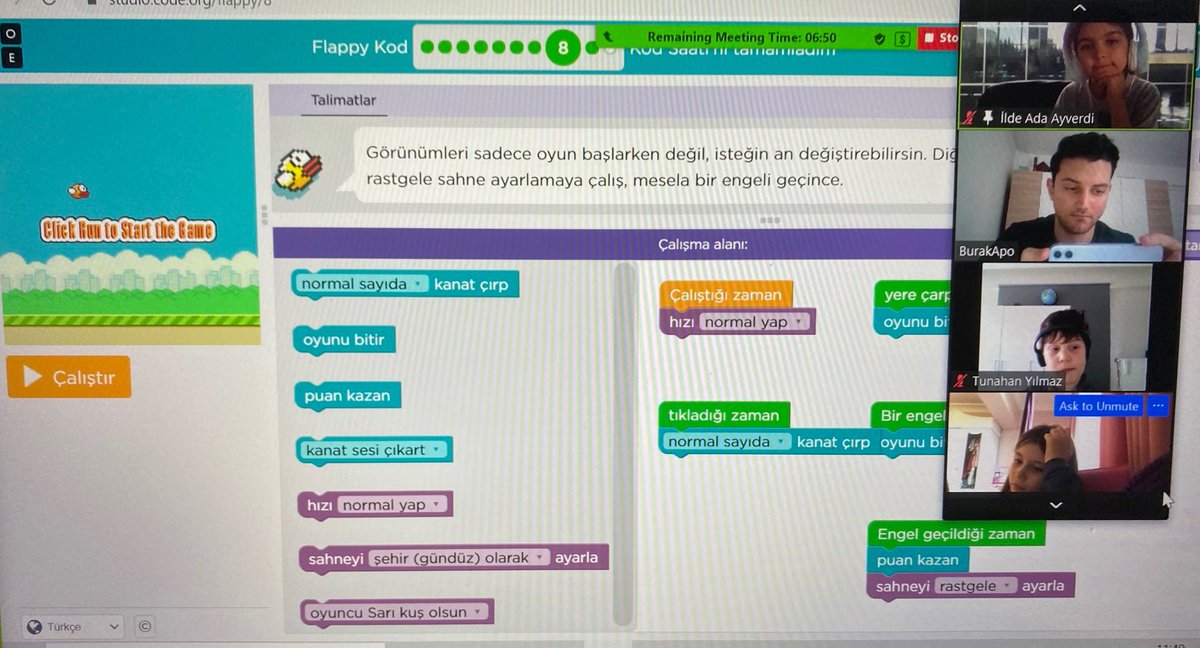 Bahcesehir22's tweet image. İlkokul öğrencilerimiz, Flappy Kod ile önce kendi oyunlarını tasarladılar sonra yarıştılar. 💻 
#BahçeşehirKolejiKodluyor
#HourOfCode2020
#BKhourofcode 
#CodeWeek2020