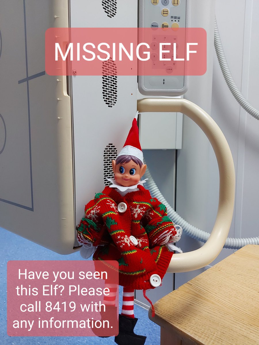 AliceScrivens's tweet photo. @RadiographyGHT Our Elf has gone missing. Please help us find her! @gloshospitals https://t.co/AUNZHqqQiS