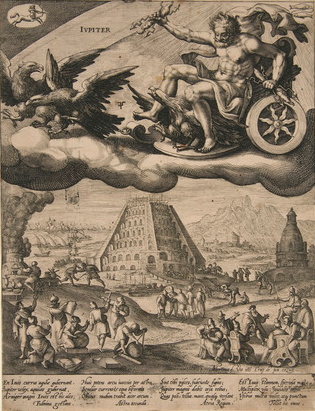 Marten de Vos's art of Venus & Jupiter. Above Venus, one can see symbols of Taurus & Libra zodiacs, under her are agriculture & civilization. Above Jupiter, are signs of Sagittarius & Pisces, under him are seven liberal arts & symbols of religion/higher knowledge.