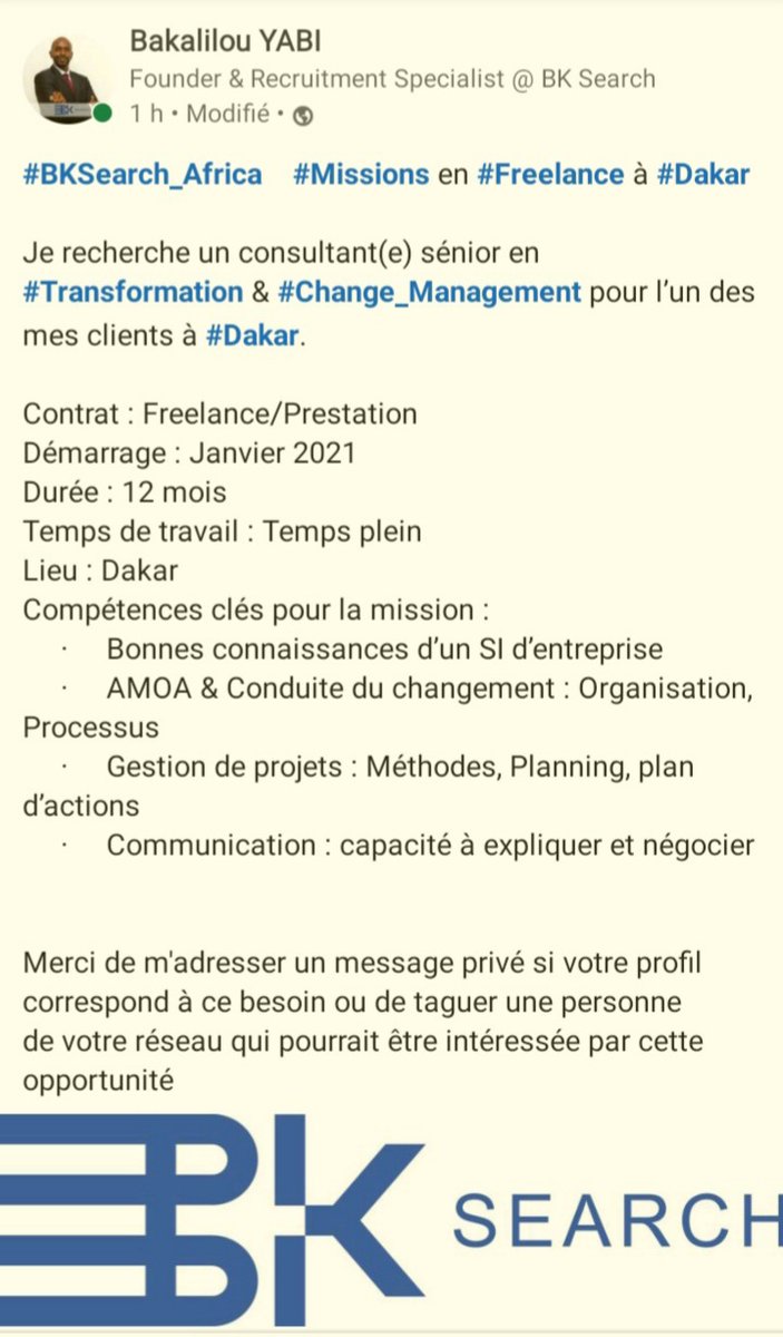 BKSearch4's tweet photo. Mission en Freelance à Dakar https://t.co/BkEegaiPL6