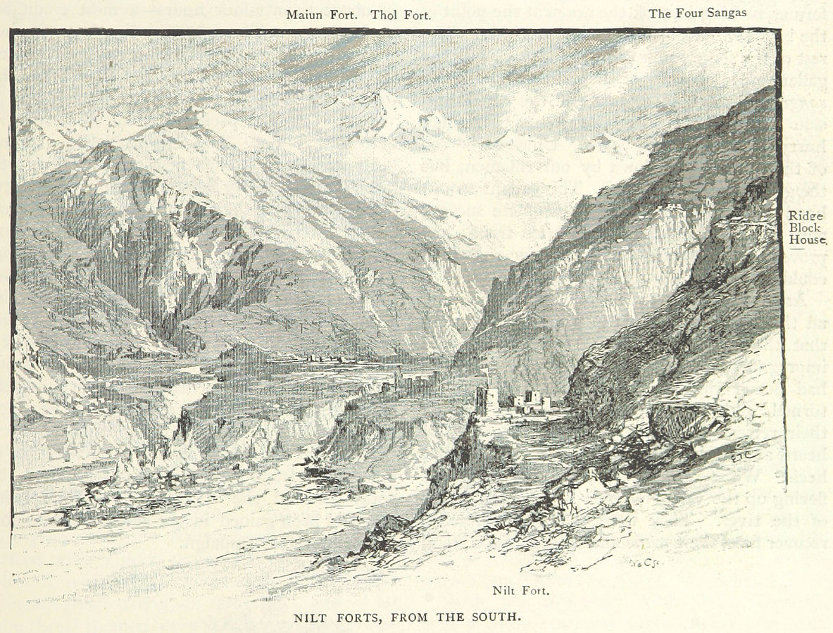 The three forts at NiltThese were the forts of Nilt, Tholl and Maiun which were built on the cliffs around river Hunza. They would be captured by the British in 1891.