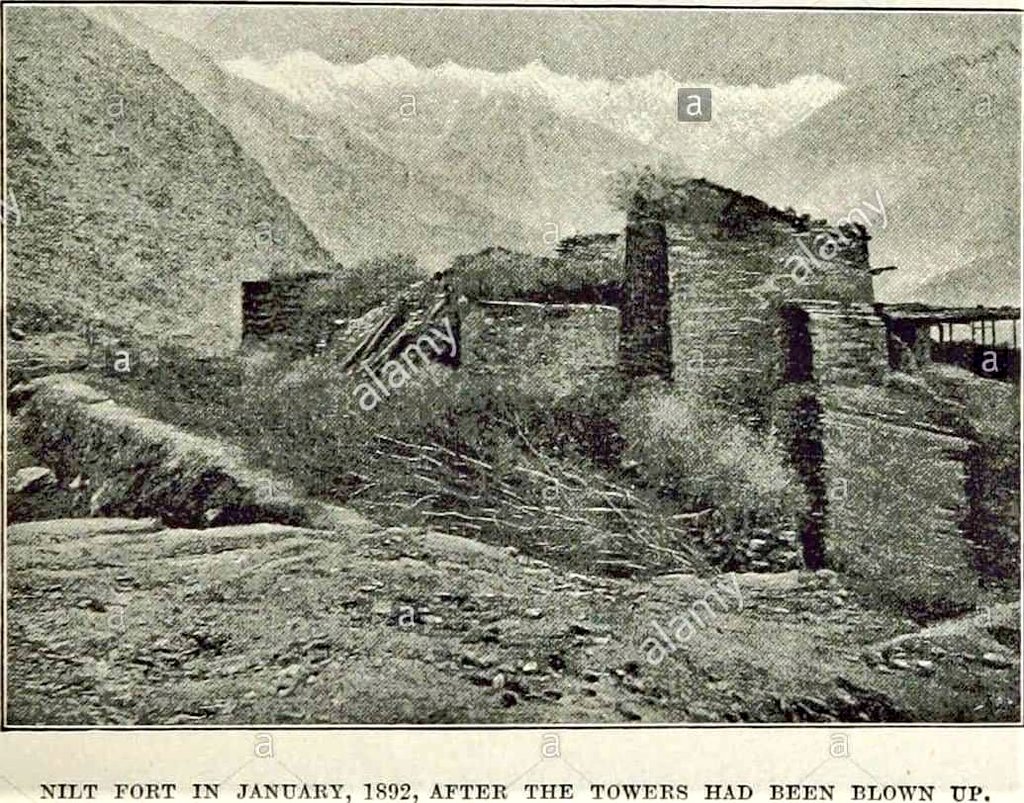 The three forts at NiltThese were the forts of Nilt, Tholl and Maiun which were built on the cliffs around river Hunza. They would be captured by the British in 1891.