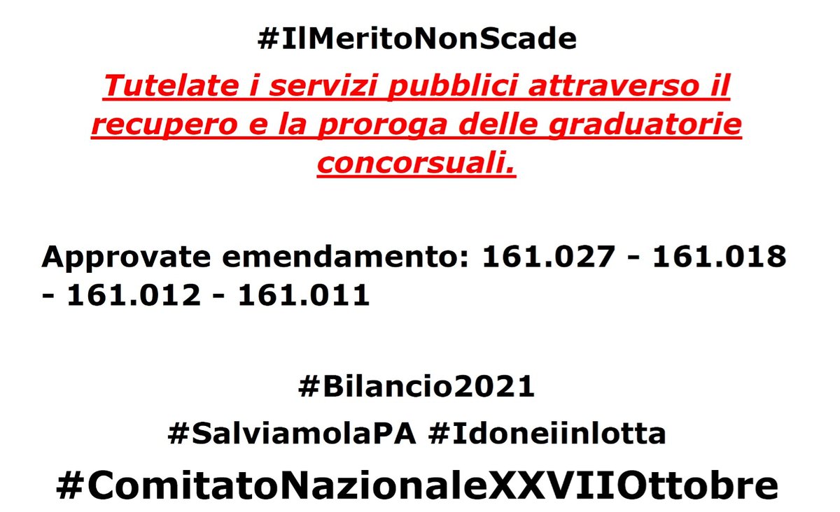 C_XXVIIOttobre's tweet image. #idoneiinlotta #IlMeritoNonScade #SalviamolaPA
@Quirinale @GiuseppeConteIT @DadoneFabiana @gualtierieurope @F_Boccia @CatalfoNunzia @StefanoFassina @graziano_delrio @meb @crippa5stelle @Fornaro62 @msgelmini @MolinariRik @FrancescoLollo1 @Roberto_Fico 
@AlessioMercanti