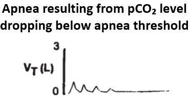14/Let’s use a hypothetical example of CSR to put this all together.A patient w/ advanced CHF has a baseline pCO₂ level of 32 mm Hg and an apnea threshold of 30 mm Hg. The pCO₂ drifts down below 30 mm Hg and an apnea results.