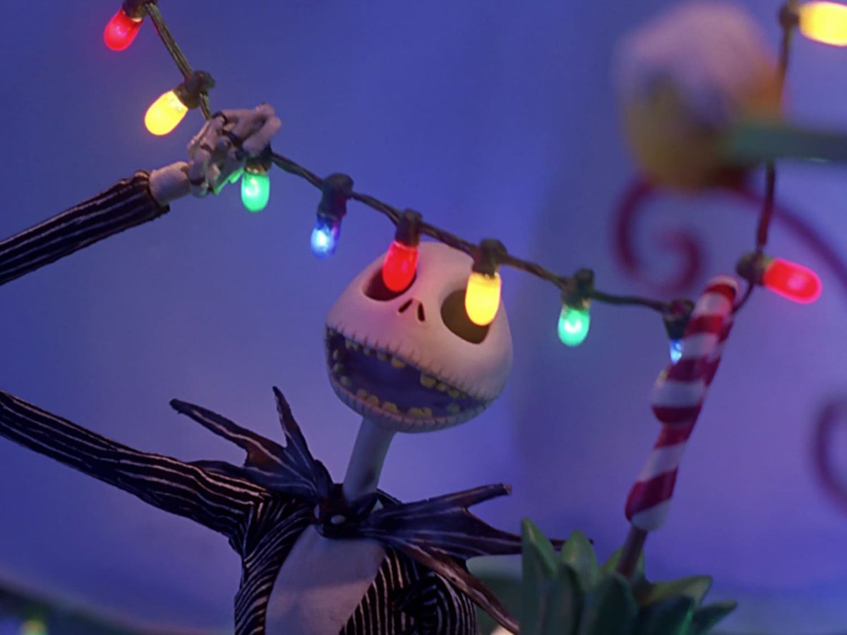  12 trees decorated by Jack Skellington