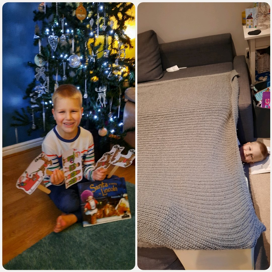 Emma80Jones's tweet photo. @StFaithsTweets #Christmasreadingchallenge A rainy Sunday meant Fen completed more challenges! We loved his puppet show of Santa is coming to Lincoln and he made a fab den💓🎅🌲📚 https://t.co/oL1DnNukeN