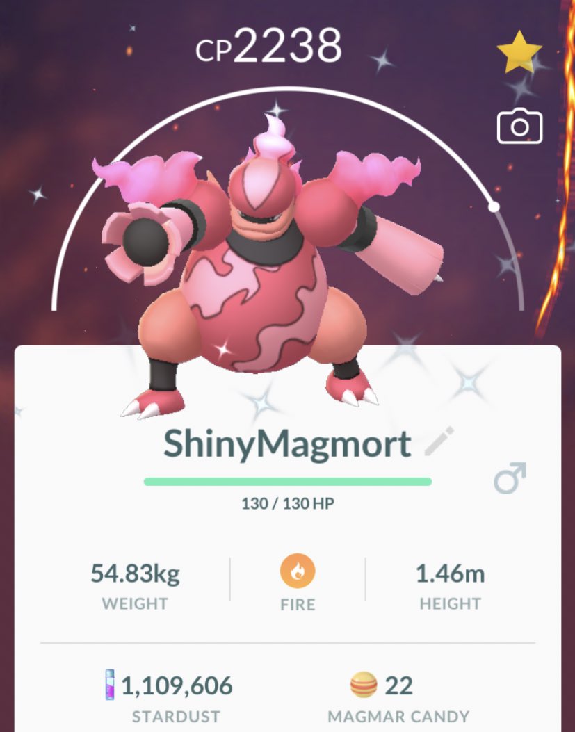 PokemonVipes's tweet photo. Update:

- Caught two Shiny Magmar’s, evolved one into Shiny Magmortar 

- Caught another Shiny Magikarp

- Caught my first Shiny Porygon

#PokemonGO #Shiny #Magmar #Magmortar #Magikarp #Porygon https://t.co/ISfnreQjvu