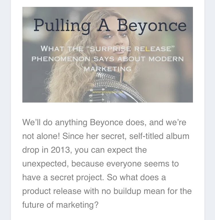 Beyoncé is also credited for re popularising surprise releases in music and till today surprise releasing music is referred to as “pulling a Beyoncé”