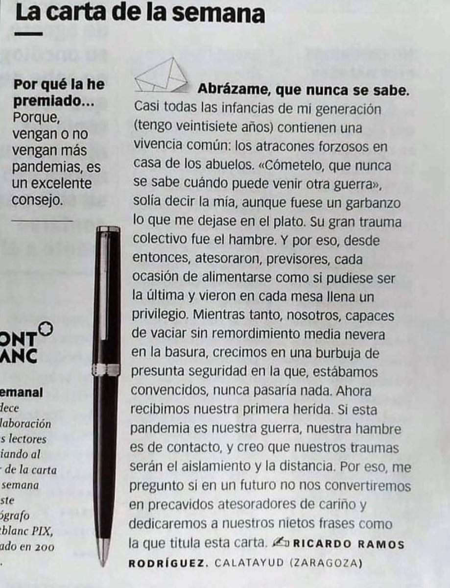 Abrázame, que nunca se sabe... 
Mi lema a partir de ahora, o dicho de otro modo, no dejes para mañana los abrazos que puedas dar hoy