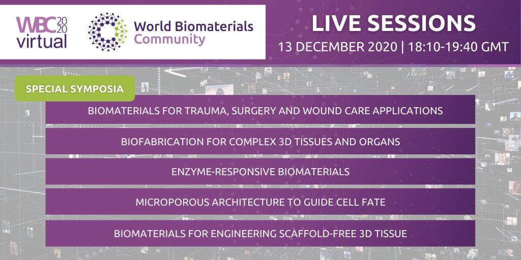 Learn about the latest advancements in #biomaterials for medical applications, #biofabrication, enzyme-responsive biomaterials, #microporousarchitecture, and scaffold-free #3dtissue!

Tune in to today’s final symposia at 18:10 GMT: ow.ly/md8r50CIy1M
