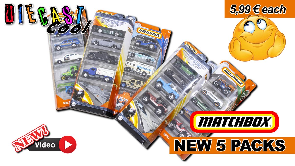 Photorepetto's tweet photo. Matchbox some new 5 packs 
@diecastcool #offertelidl #topgun 
#matchbox5pack #matchboxmania #diecast #diecastcool #craffiotube #photorepetto #macchinine #matchboxculture #matchboxvideo #igiochidiscarlett #diecast164 #chef_cocco_ https://t.co/4BWvke2Job @YouTube https://t.co/1ss3I4Ytx4