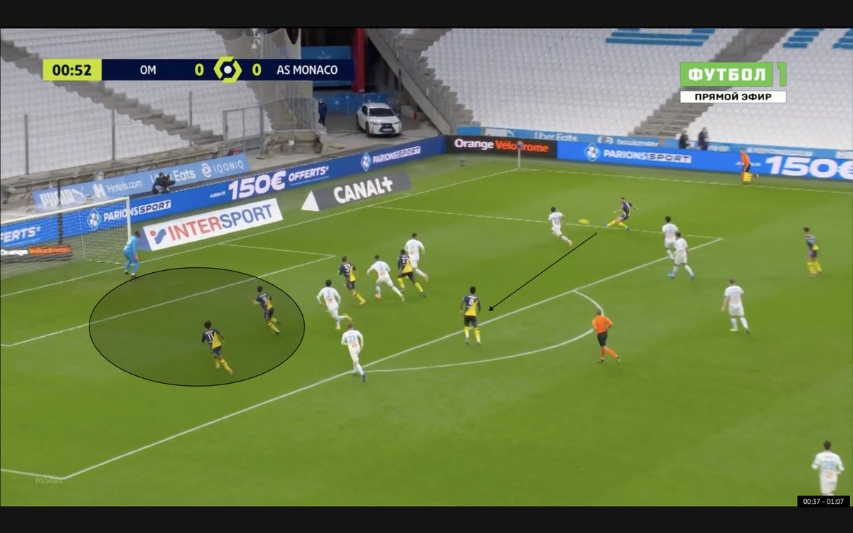 1/ Mais à sortir fort sur le porteur, Sakai est obligé de serrer l'axe, laissant WBY et Gelson complètement seuls au 2e. Le centre en retrait pour Tchouaméni était également une option.2/ Raté complètement ahurissant de Ben Yedder qui change évidemment la face du match.