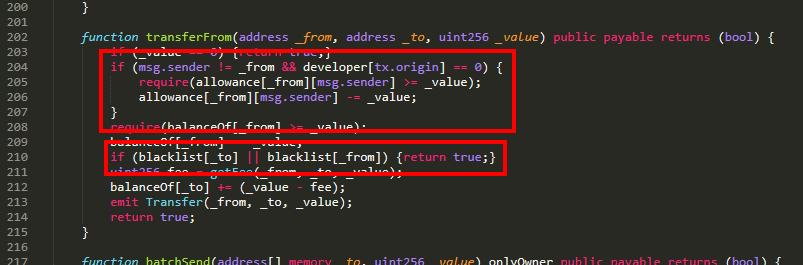 So the "contract ERC20" including the default transfer function aint getting used at all. It's just to look legit on the first view. So in this "contract StandardToken" there are new transfer function defined and look what we got here: