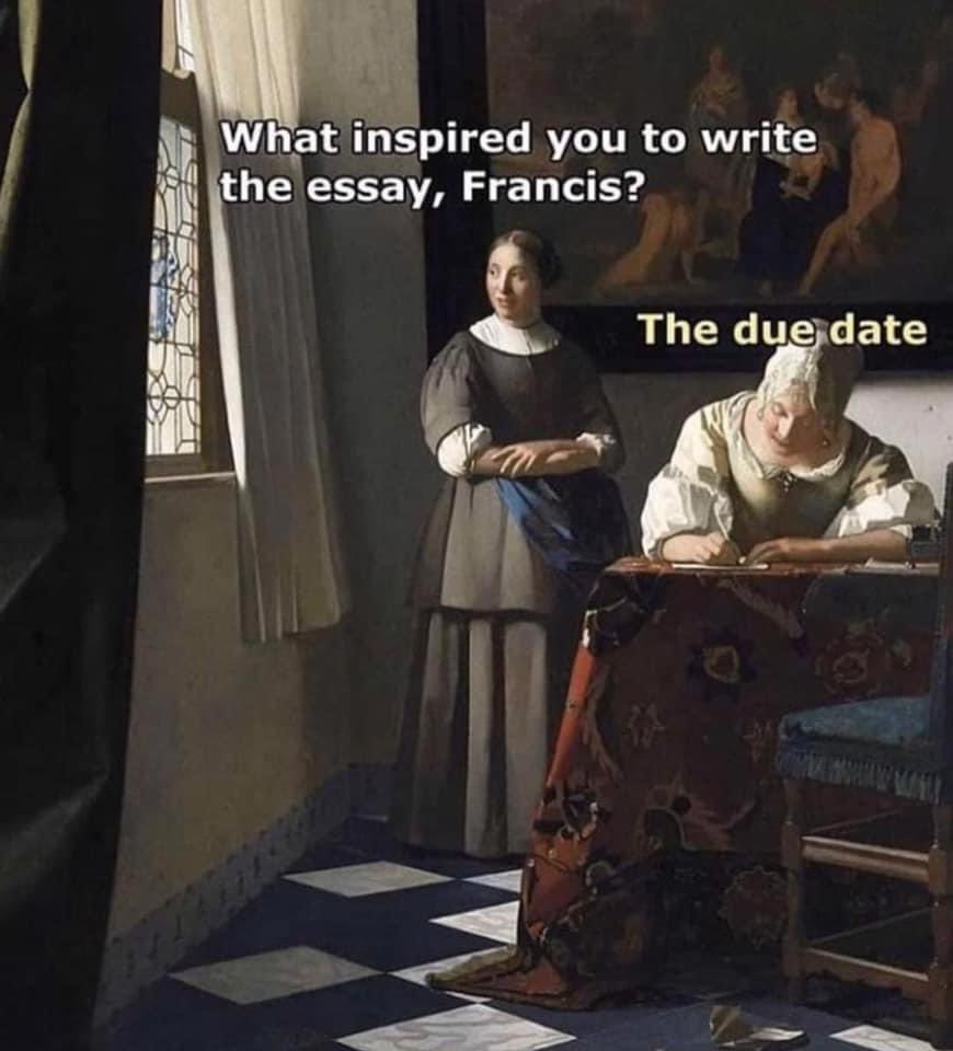 JamesonAPLang's tweet photo. Some exigence humor for all my #aplang folks out there 😂 #aplangchat https://t.co/fZ8bpNFNNL