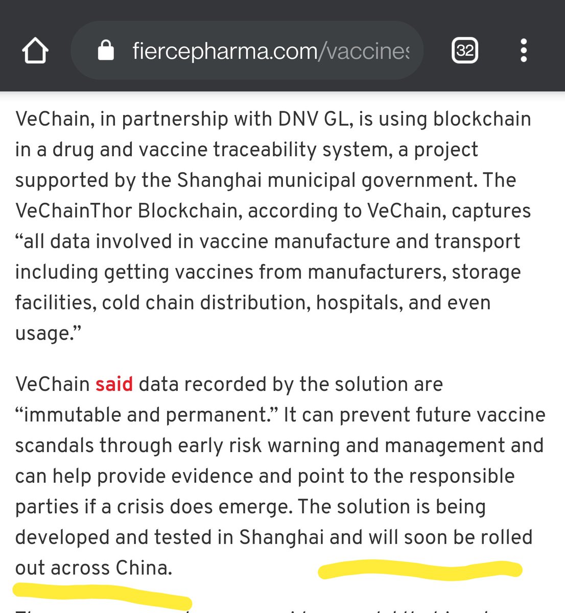 "Li suggested such joint bookkeeping records all the details in the entire vaccine supply chain" - "to who at which hospital or CDC bought a vaccine at what price and when the vaccine was given to whom."Sure does sound like a V-Pass (vaccine passport) to me.  #VeChain  $VET