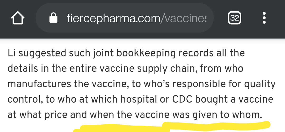 "Li suggested such joint bookkeeping records all the details in the entire vaccine supply chain" - "to who at which hospital or CDC bought a vaccine at what price and when the vaccine was given to whom."Sure does sound like a V-Pass (vaccine passport) to me.  #VeChain  $VET