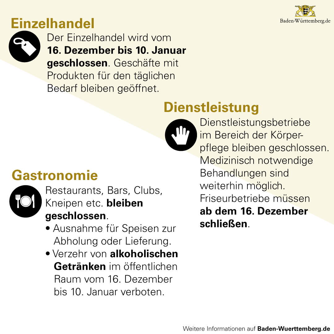 RegierungBW's tweet photo. Ab dem 16. Dezember gilt in #BadenWürttemberg ein landesweiter #Lockdown. https://t.co/qVbJhDo5m1
#CoronaBW #CoronaVirusDE https://t.co/WXNjEZhq99