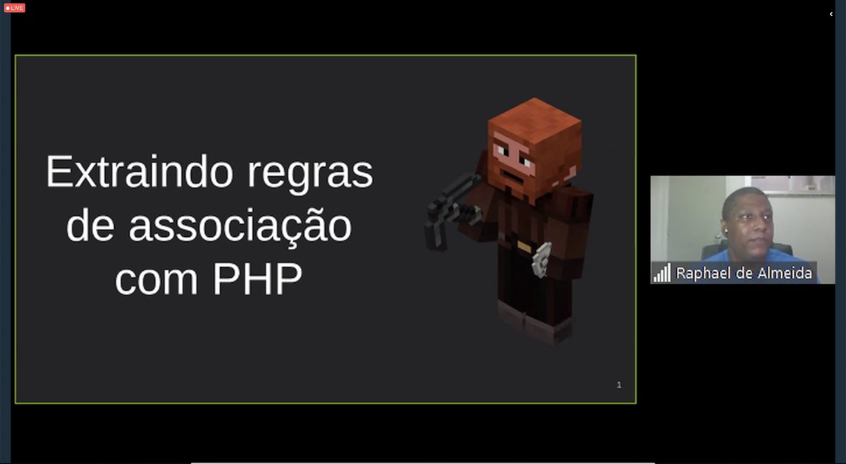 DarkmiraTour's tweet image. Agora, para a última palestra do dia (e do evento), o nosso querido @raph_almeida falando sobre como extrair regras de associação com PHP #DarkmiraTour @phprio
Venha lá bit.ly/dmt2020-track-…