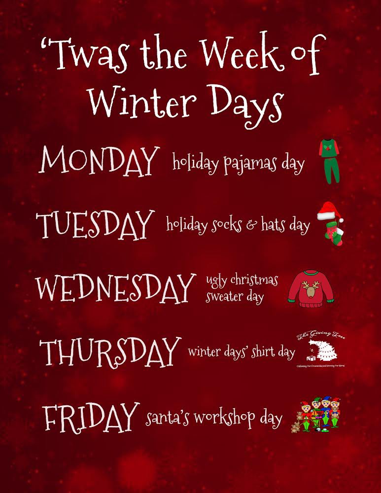 Hey y’all! Get your holiday outfits ready for Winter Days spirit week starting tomorrow!! We can’t wait to see what y’all come up with. Make sure to tag us in all your stories and posts!!🎄❄️🎅
