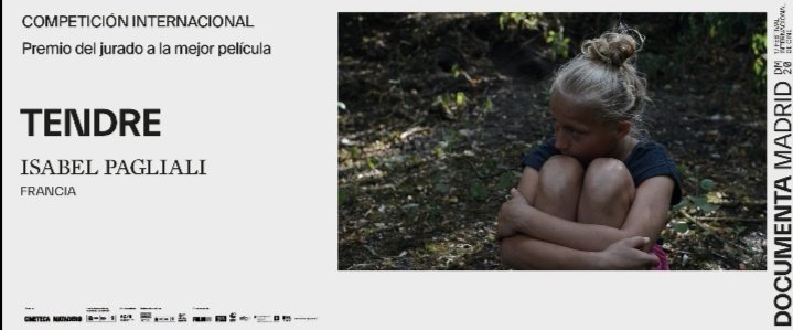 DocumentaMadrid's tweet photo. #InternacionalDocumenta2020 🌍

Premio del Jurado a la Mejor película 🏆 'Tendre' de Isabel Pagliali.

#Documenta2020 https://t.co/MHq7CVOJ32