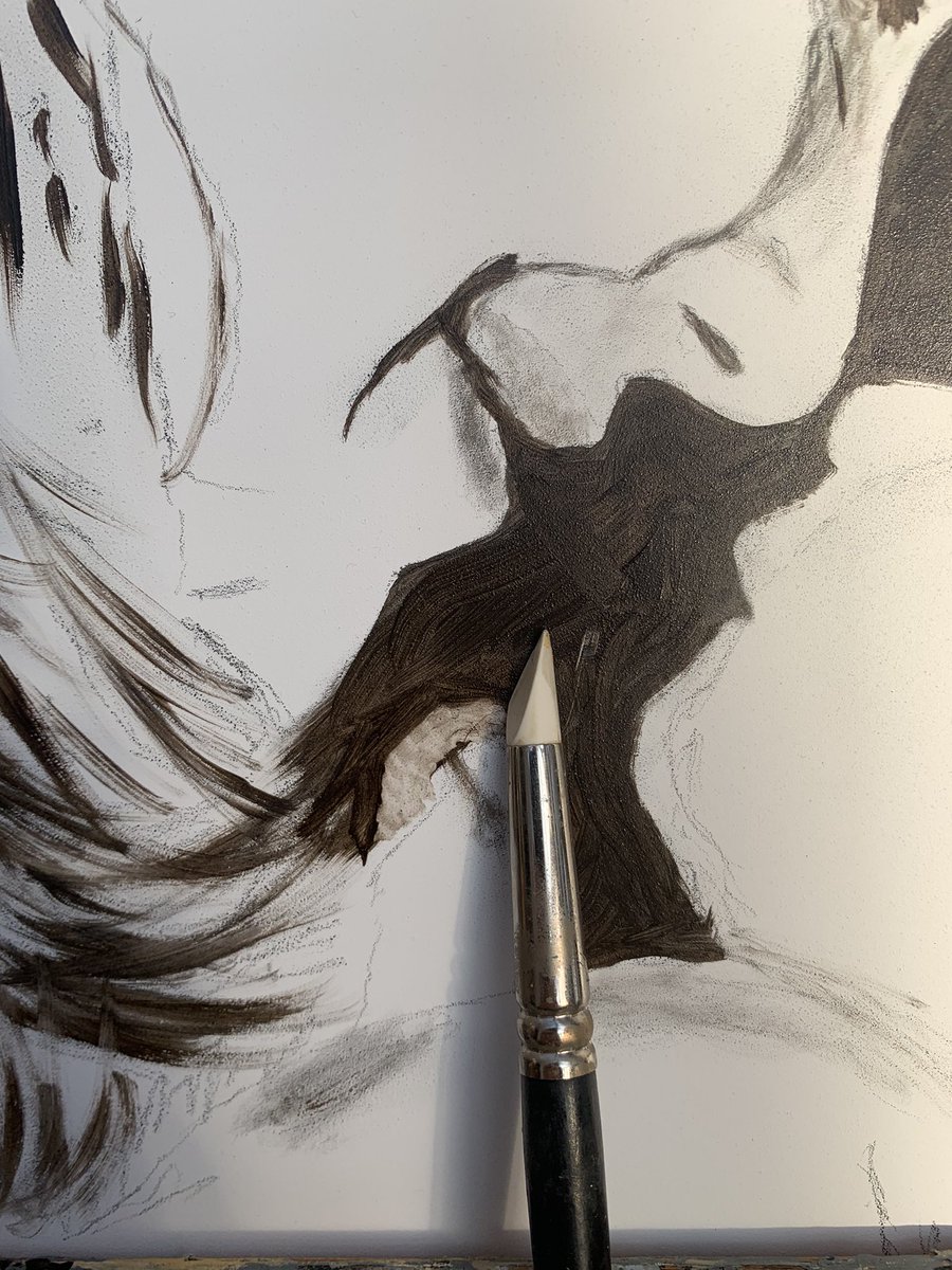 So I screwed up. I painted dark where the baby’s hand would be in the background No big deal! I used this rubber eraser thingy to just swipe the paint away!I make mistakes all the time but I know how to bail myself out!