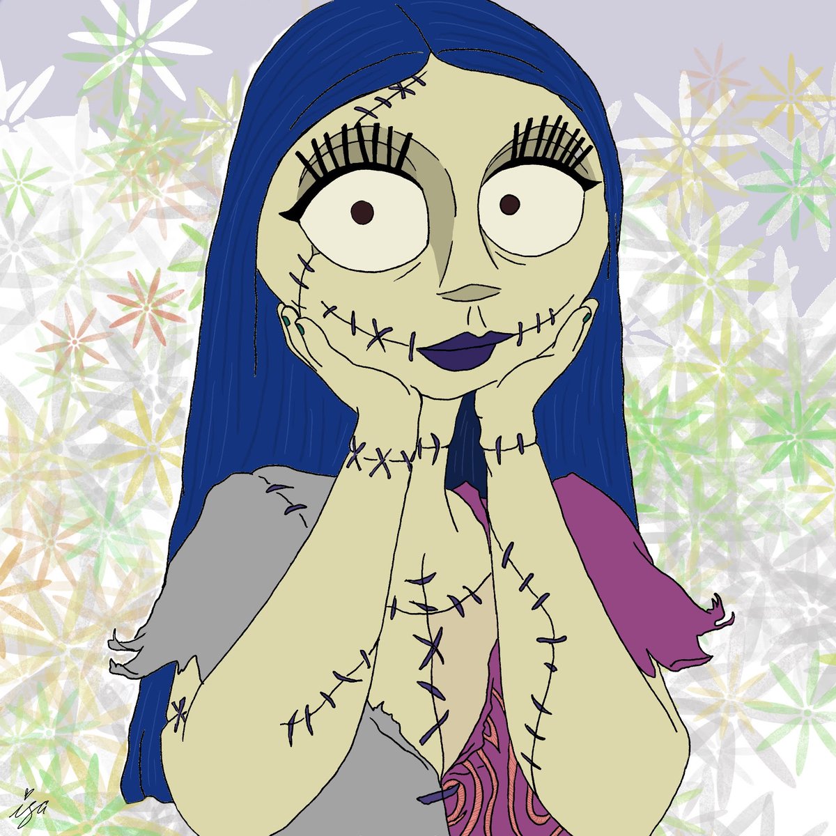 I turned the color scale off on my ipad and colored everything in without being able to see the color. This is what I ended up with. 
Who should I do next?  
#digitalart #ArtistOnTwitter #DigitalArtist #Procreate #procreatebrushes #procreateart #nightmarebeforechristmas