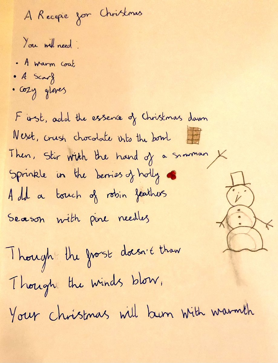 Daughter’s school homework was to write a Christmas poem. Had me at 7th line. <a href="/MichaelRosenYes/">Michael Rosen 💙💙🎓🎓 NICE 爷爷</a> thought you might enjoy