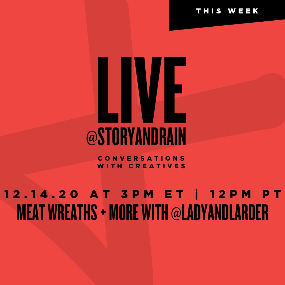 Join us on IG Live tomorrow at 3pm ET along with the sisters of <a href="/LadyandLarder/">Lady & Larder</a> as they take us through the assembling of their special meat wreath edible display that you can purchase with a free gift on StoryAndRain.com in our #HolidayStoryGiftsThatRain 2020 Guide.