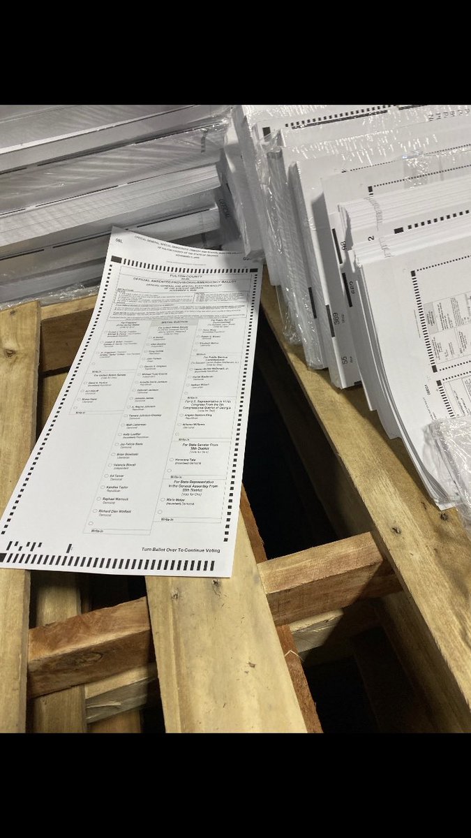 LLinWood's tweet image. Hey @FBI @GBI_GA @BrianKempGA @GeoffDuncanGA &amp;amp; @GaSecofState, why are there boxes of GA mail ballots hidden in warehouse in Fulton County, many shipped from Arizona?

GA election was a fraud. Do your damn jobs.