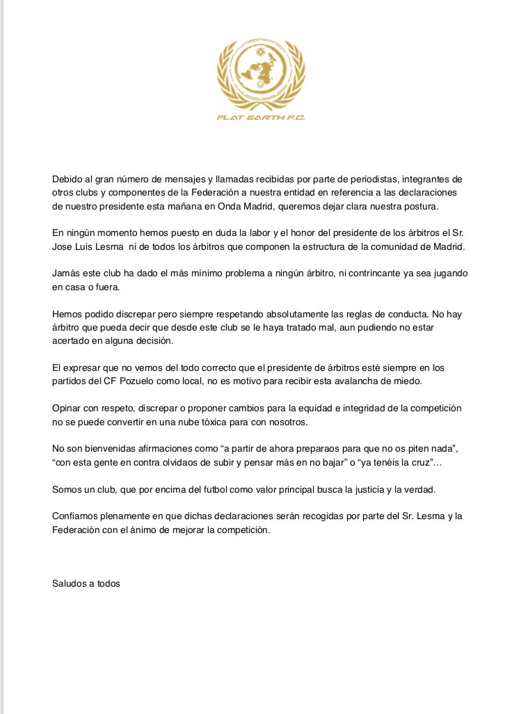 Importante aclarar con el Sr. <a href="/jllesma/">Jose Luis Lesma</a> y la <a href="/RFFM_oficial/">RFFM</a>  que sólo buscamos el bien común.
