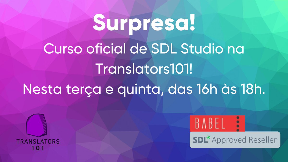 xltors101's tweet photo. A BabelDGT, representante oficial do SDL Studio no Brasil, e a T101 oferecerão um curso de SDL Studio em 2 seções, 3ª e 5º, às 16h.
Exclusivo para assinantes Premium!
Não é assinante Premium? Assine agora e participe.
#sdlstudio #traducao #tradutor #cursodetraducao #cattools https://t.co/madOz6epup