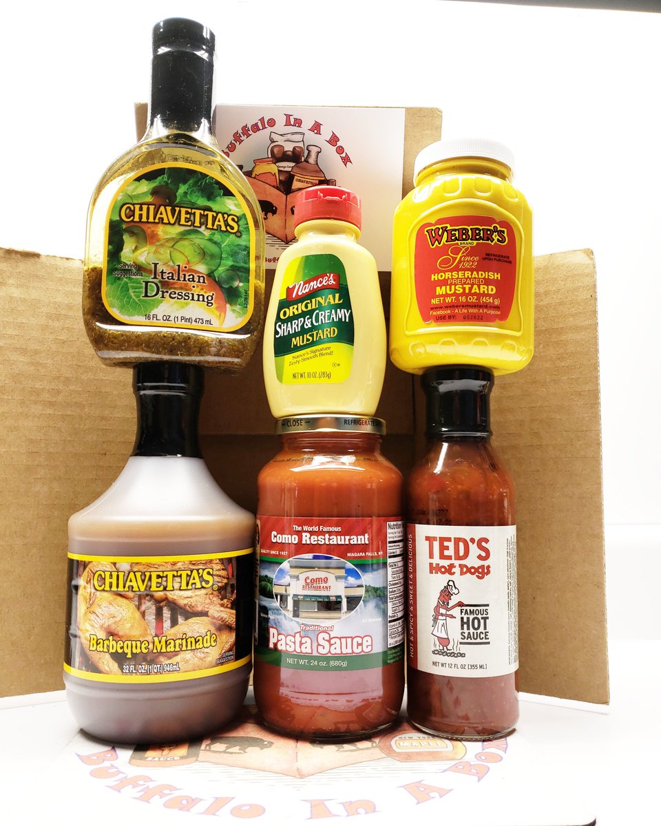 BuffaloInABox's tweet photo. https://t.co/MaLsFizt9i #BuffaloFoodShipped #Chiavettas #TedsHotDogs #WebersMustard #Nances #ComoRestaurant #Dressing #Marinade #Creamy #HorseRadish #Mustard #Coney #Sauce #Topping #Italian #Salad #Dressing #Pasta #NiagaraFalls #Buffalo #FoodPorn #CarePackage's #TasteNY https://t.co/nFSKS27HT4