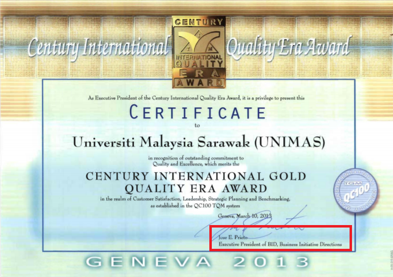 Satu lagi organisasi yang bernama Business Initiative Directions (BID) juga dibongkarkan menjual "anugerah antarabangsa".BID pernah memberi "anugerah" kepada Universiti Malaysia Sarawak pada 2013.