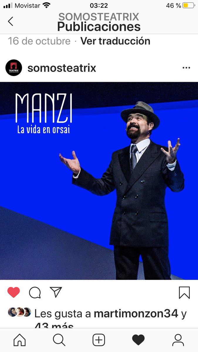 Hoy es un día ideal para ver Manzi por <a href="/SomosTeatrix/">TEATRIX</a> <a href="/julitacalvok/">Julia calvo</a> <a href="/nestorcaniglia/">Nestor Caniglia</a> <a href="/elviraclorinda/">Betty Gambartes</a>