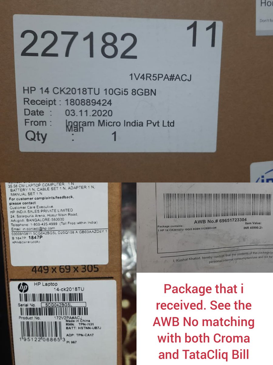 drmit1706's tweet photo. @vikaspurohit @TataCLiQ @TataCLiQCare @CromaSupport @cromaretail @ConsumerVoiceIn @himadoot @kmardikar wrong product delivered. No replacement. Losing cliq cash, offer &amp; price of product increased. Issue not solved till now Day 24. Delayed pickup &amp; resolution https://t.co/C9752t8Z6j