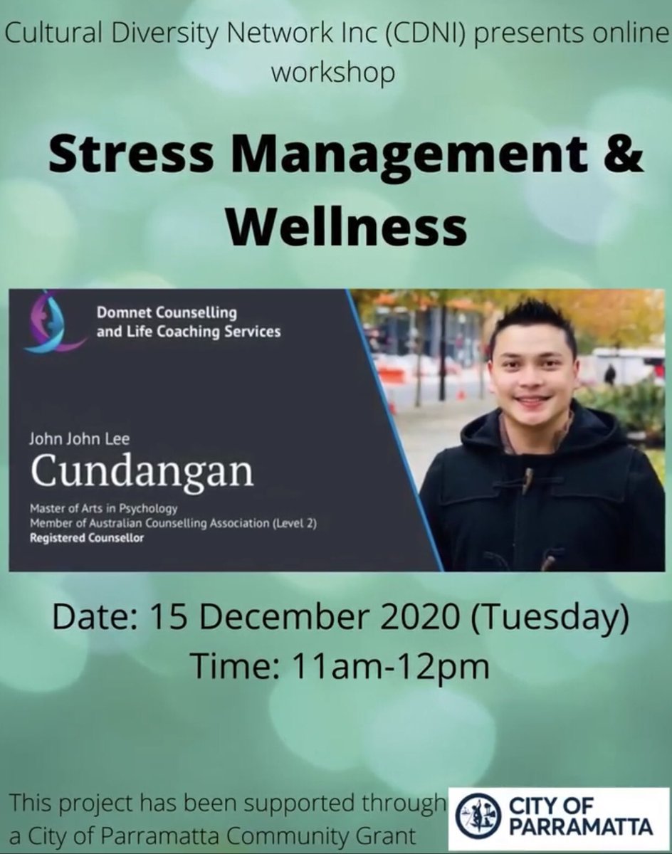 cdni_org_au's tweet photo. Join our last session of LET'S CONNECT tomorrow at 11am.
Registration link: https://t.co/XGZZXW9xMh
Supported by City of Paramatta Comunity Grant.
#mentalhealth #staypositive #cdni #onlineworkshop https://t.co/1SeIOkwOIj