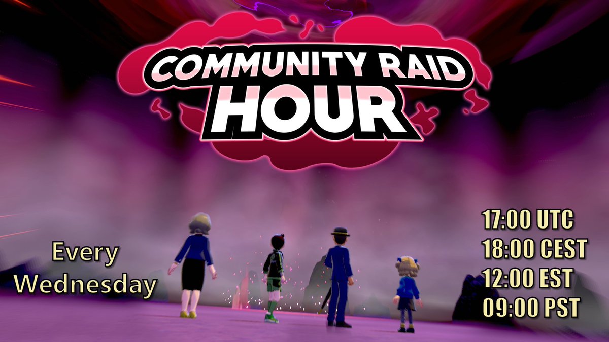 JoeMerrick's tweet photo. On Wednesday is another #PokemonSwordShield #CommunityRaidHour and the third before the year's end.
This week, at the times below, enter Max Raid Battles with Bipedal Pokémon, or jump into Dynamax Adventures.
Hope to see you online! https://t.co/FFZqlIcH2o