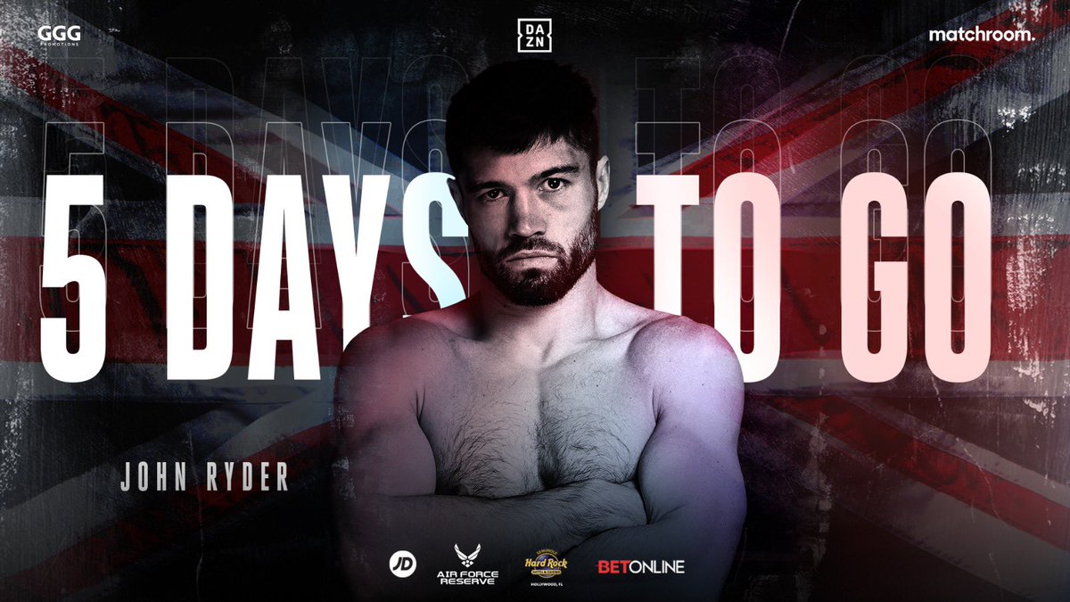 MatchroomBoxing's tweet photo. 5️⃣ 𝘿𝘼𝙔𝙎 𝙏𝙊 𝙂𝙊 

🦍 #RyderGuy 

#GGGSzeremeta | Live on @DAZNBoxing https://t.co/ngGAI3UxwB