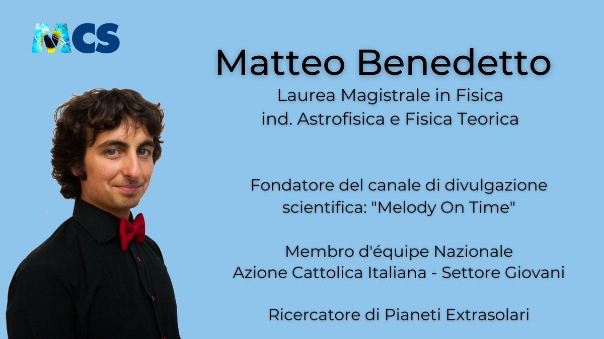 MCS_Sissa's tweet photo. #MCSpeople

🚩 Mondovì, CN
🎓@unito 
 🔭già ricercatore presso @oavda  
⏳ fondatore di Melody On Time
⛪️membro d'équipe nazionale @AC1868 
⚽️calciatore

Matteo ha deciso di frequentare il Master per imparare a intonare una melodia più bella della disinformazione: la #Scienza https://t.co/iM1lhdGxwG
