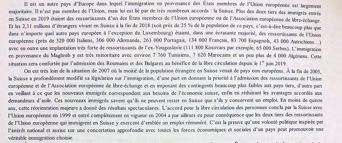 Ah bein voilà, les Suisses y ont pensé évidemment. En 2005 ils ont réorienté leur politique d’immigration vers l’Europe car ils sentaient bien que sinon ça allait mal finir. La  #Suisse est le cerveau de l’Europe. 