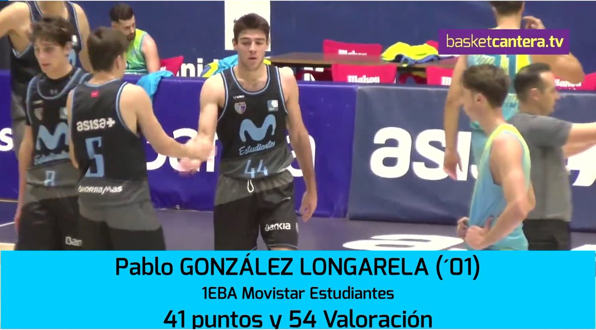 BasketCanteraTV's tweet photo. #ESPECTACULAR... VÍDEO de los 41 PUNTOS y 54 de VALORACIÓN de PABLO GONZÁLEZ LONGARELA (´01) 1.90 m. jugador del EBA de @MovistarEstu Vs. CB Agüimes.- Ver Highlights:  https://t.co/u7IAMrLlN6  Vídeo by https://t.co/o1p5PhwHju https://t.co/8Kk17eunOW