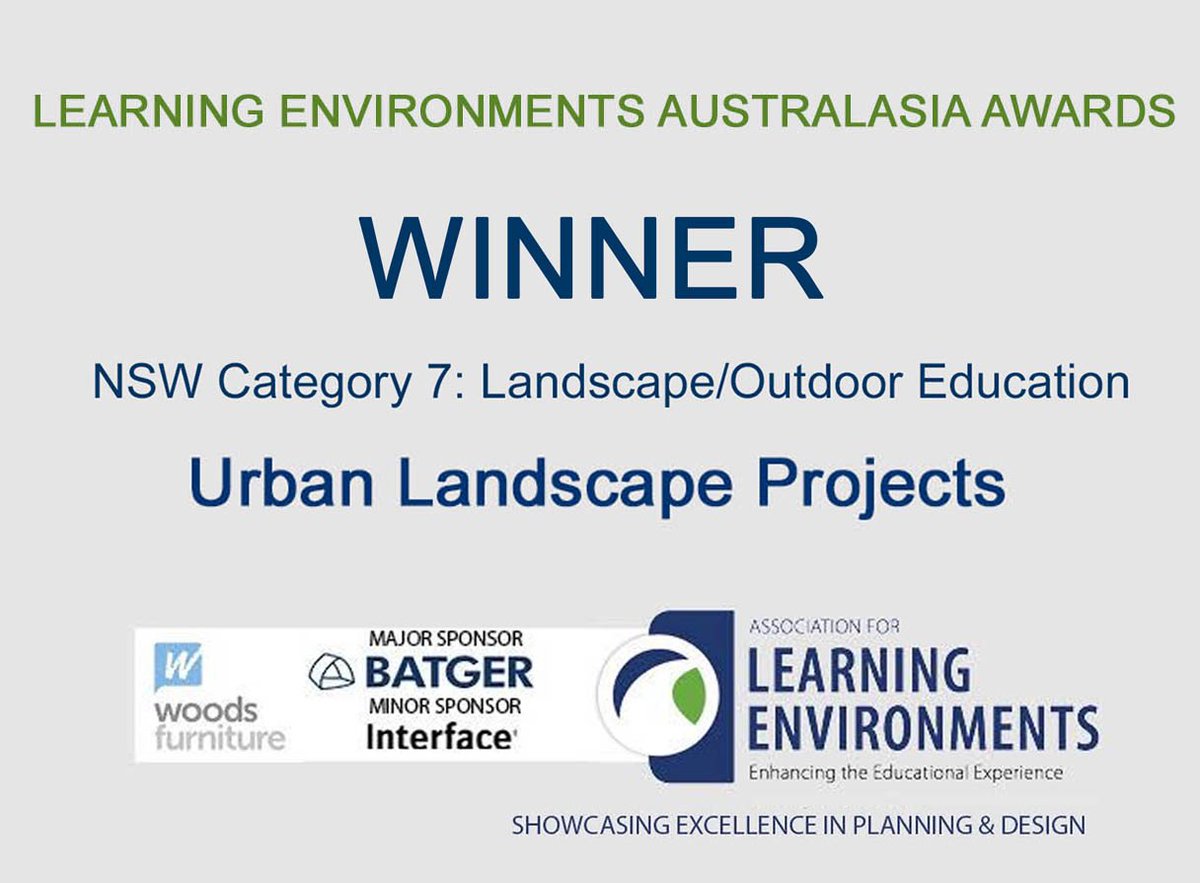 ULProjects's tweet image. We were recently awarded first place in the 2020 Learning Environments Australasia NSW awards for #Landscaping/ Outdoor learning.  
Our team strives for excellence in functional #outdoor spaces for #learning, so recognition for something we are passionate about is amazing!