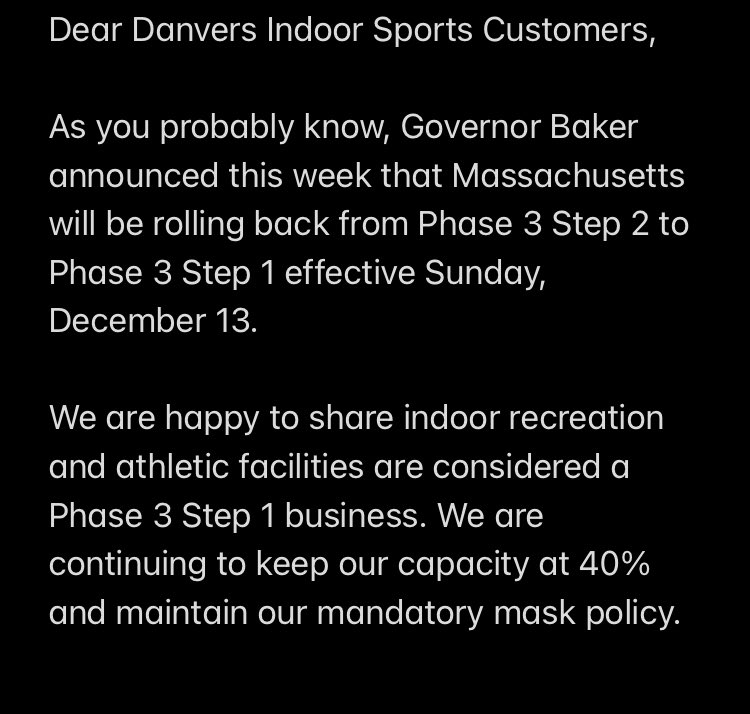DanversIndoor's tweet photo. Thank you and stay safe! 
-Danvers Indoor Sports https://t.co/xXxqlpRzIk