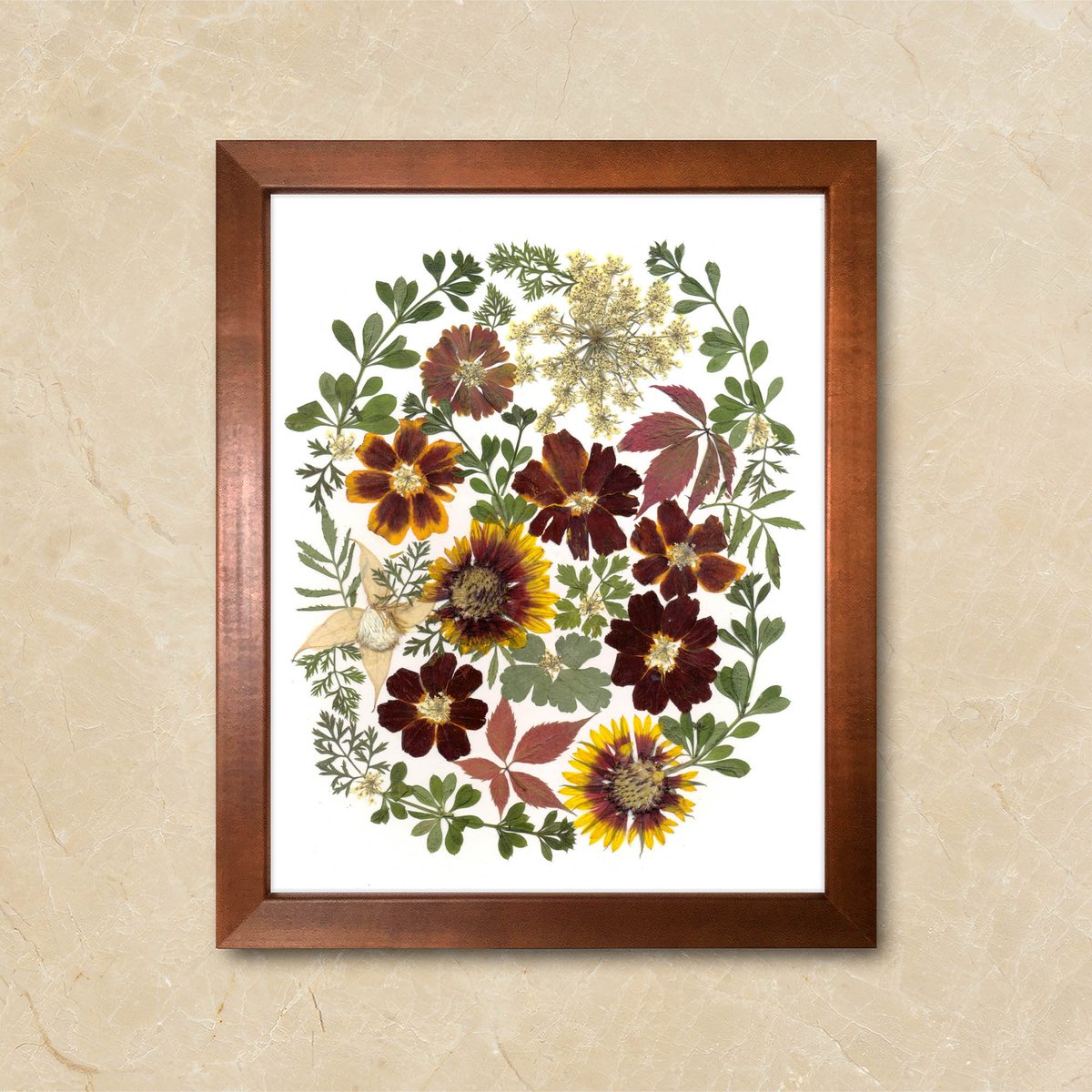 Womens Gift Marigolds Pressed Flower Art Dried Flowers Original Herbarium Framed Dried Flowers Framed Botanicals Wall Decor etsy.me/3a5yjkX 
#mothersday #rusticprimitive #marigolds #womensgift
