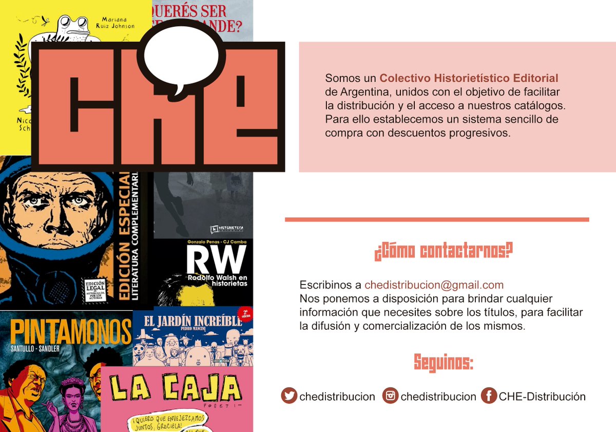 chedistribucion's tweet photo. ¿Tenés una comiquería o librería? ¿Estás buscando sumar libros de historieta de editoriales nacionales?
@LocoRabiaOK @Trenemovimiento @matenlo
@Rabdomantes #historieteca #doedytores
@lapartemaldita #ColectivoBS #2D #barroEditora y más!
Escribinos a chedistribucion@gmail.com https://t.co/hjT9i7EMAh