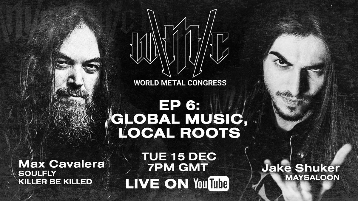 TODAY - Join Max Cavalera + Jake Shuker, leader of Syria’s Maysaloon for a live stream chat about facing adversity and taking on the world.

Watch LIVE on the @MetalCongress YouTube:
youtube.com/worldmetalcong…

Time:
11am PT / 2pm ET / 7pm GMT / 8pm CET

#Soulfly #KillerBeKilled