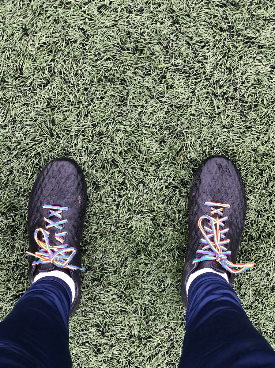 RossThePhysio's tweet photo. Working pitchside today with my #RainbowLaces 

Football is for everyone @stonewalluk https://t.co/P3kPPk2Xcj